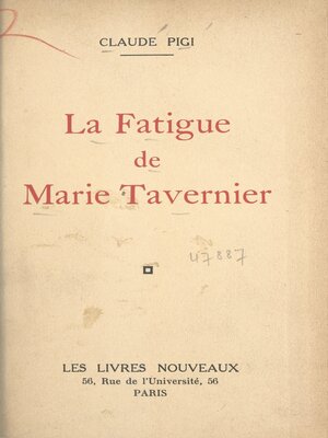 cover image of La fatigue de Marie Tavernier